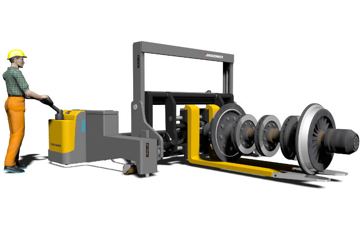 Jungheinrich Special Vehicle for the Deutsche Bahn: changing the wheelsets on its IC / ICE trains Jungheinrich Special Vehicle for the Deutsche Bahn: changing the wheelsets on its IC / ICE trains