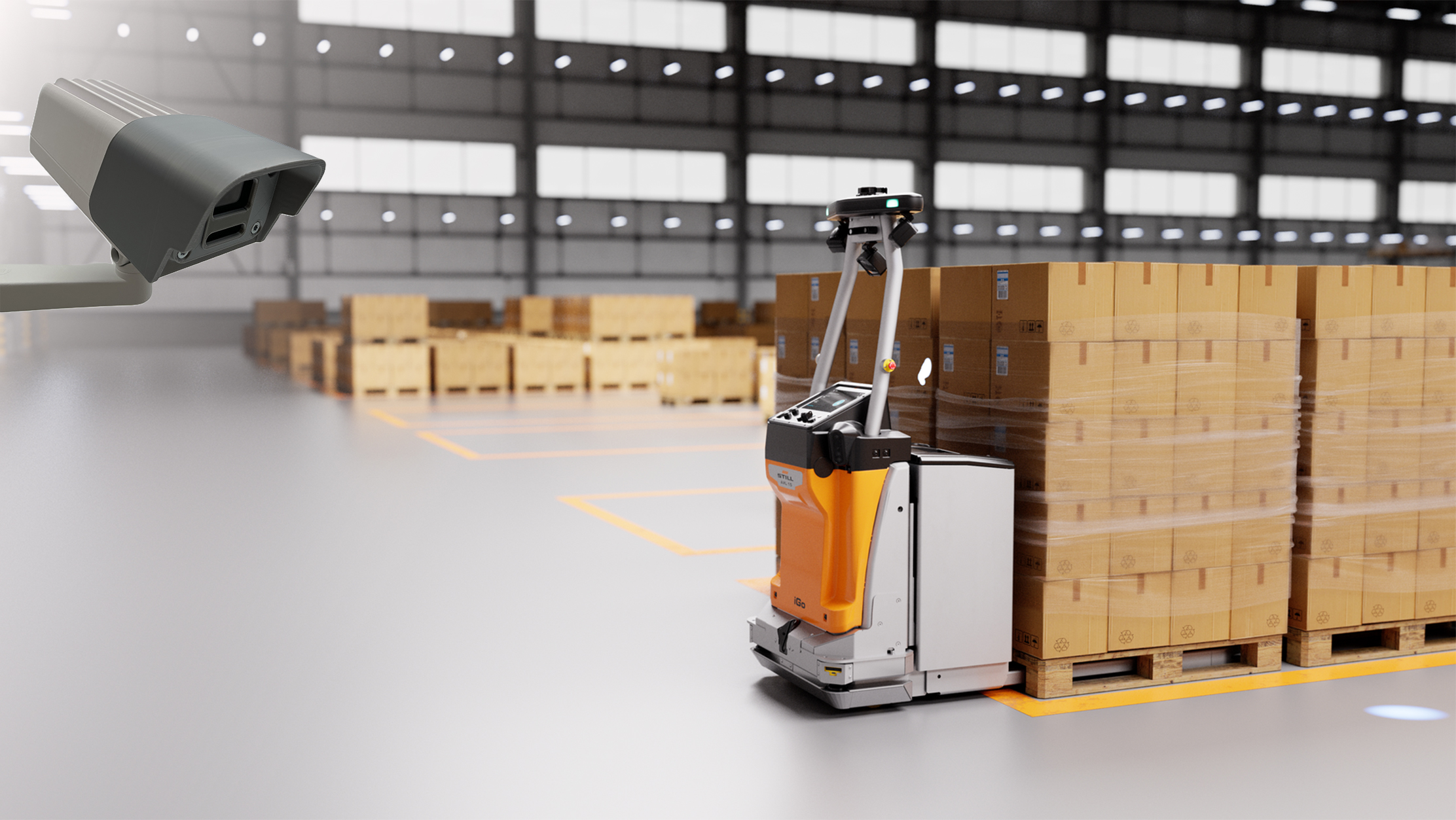 Im smarten Zusammenspiel mit der Stationären KI-Kamera von STILL ermöglicht die Lösung noch höhere Flexibilität durch ein effizientes und verlässliches Zusammenspiel zwischen manuellen und automatisierten Prozessen. 